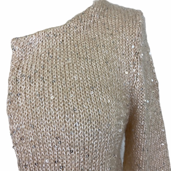H&M Blush Cropped Open Front Sweater with Sequins - Picture 2 of 8